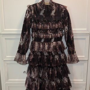 Ruffle Tulle Modest Midi Dress